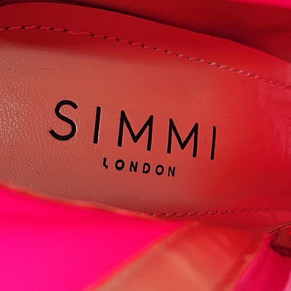 Simmi London Hot Pink Side Zip Pull On Square Open Toe Heels Boots Size 7 - Picture 5 of 6